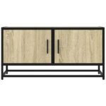 vidaXL TV skrinka dub sonoma 80x34,5x40 cm kompozitné drevo a kov – Obrázok 4