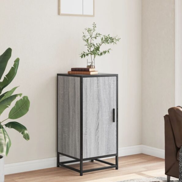 vidaXL Komoda sivá sonoma 35,5x35x76 cm kompozitné drevo a kov – Obrázok 3