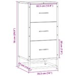 vidaXL Komoda hnedý dub 35,5x35x76 cm kompozitné drevo a kov – Obrázok 10