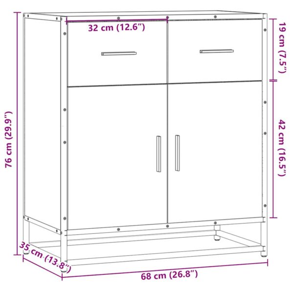 vidaXL Komoda hnedý dub 68x35x76 cm kompozitné drevo – Obrázok 10