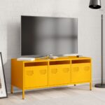 vidaXL TV skrinka horčicovožltá 101,5x39x43,5 cm oceľ – Obrázok 3