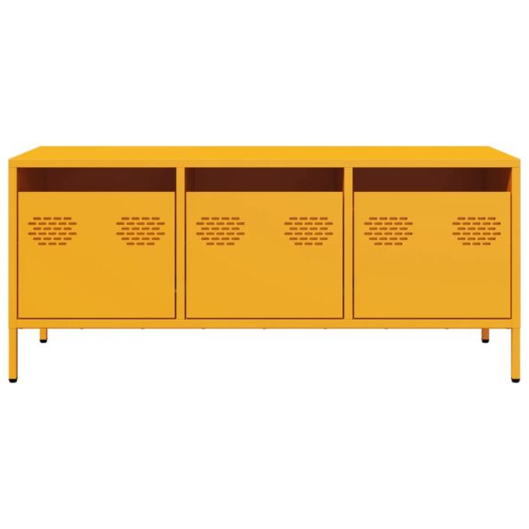 vidaXL TV skrinka horčicovožltá 101,5x39x43,5 cm oceľ – Obrázok 4