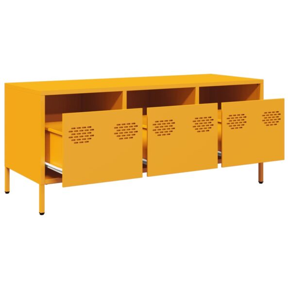 vidaXL TV skrinka horčicovožltá 101,5x39x43,5 cm oceľ – Obrázok 5