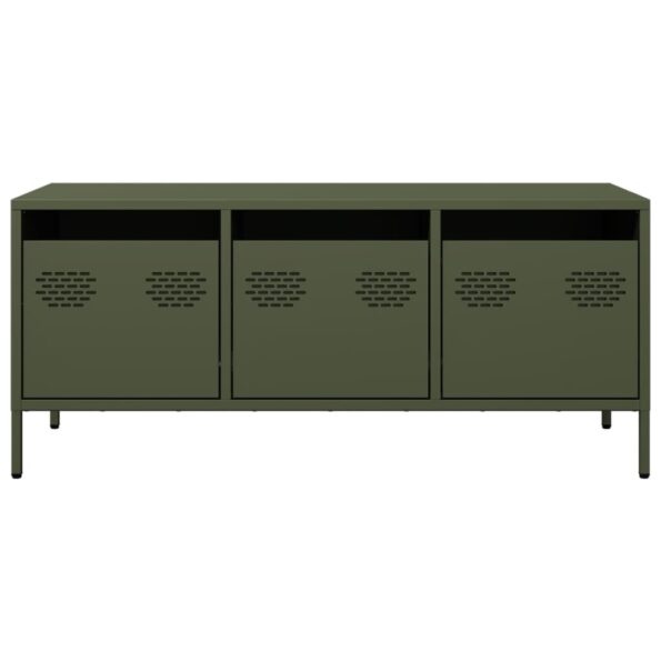 vidaXL TV skrinka olivovozelená 101,5x39x43,5 cm oceľ – Obrázok 4