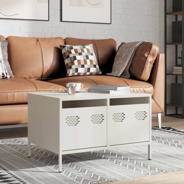 vidaXL TV skrinka biela 68x50x43,5 cm oceľ valcovaná za studena – Obrázok 4