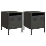 vidaXL Nočné stolíky 2 ks čierne 35x39x43,5 cm oceľ – Obrázok 2