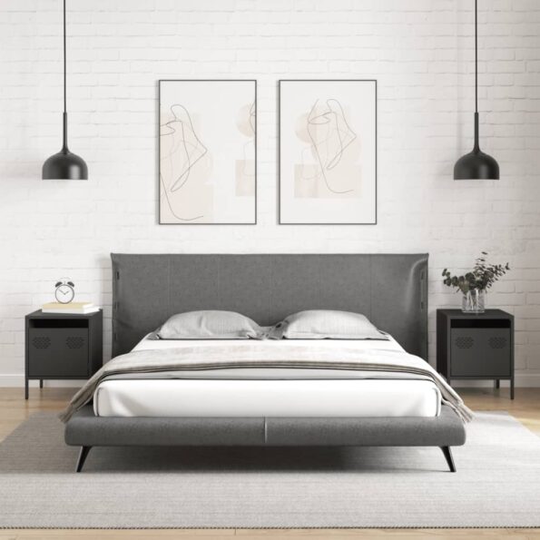 vidaXL Nočné stolíky 2 ks čierne 35x39x43,5 cm oceľ – Obrázok 3