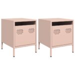 vidaXL Nočné stolíky 2 ks ružové 35x39x43,5 cm oceľ – Obrázok 2