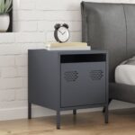 vidaXL Nočný stolík antracitový 35x39x43,5 cm oceľ – Obrázok 3