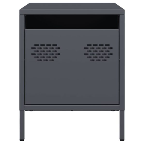 vidaXL Nočný stolík antracitový 35x39x43,5 cm oceľ – Obrázok 5