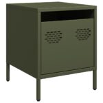 vidaXL Nočné stolíky 2 ks olivovozelené 35x39x43,5 cm oceľ – Obrázok 6