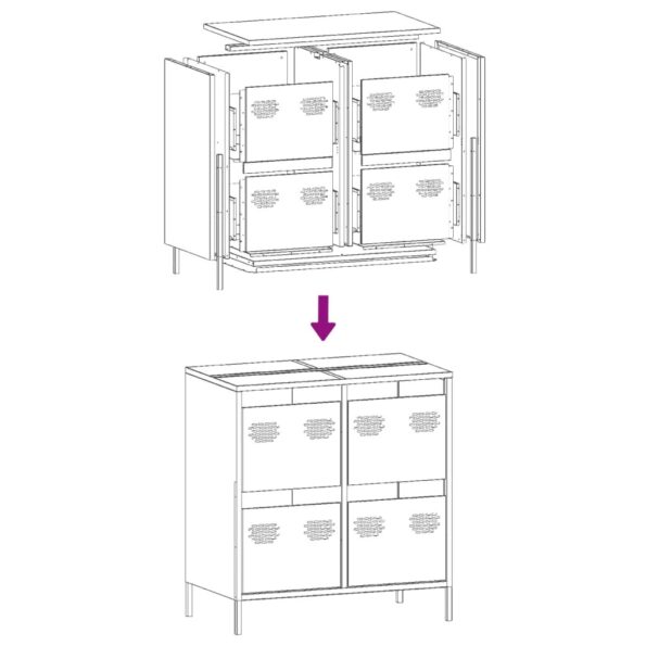 vidaXL Komoda ružová 68x39x73,5 cm oceľ valcovaná za studena – Obrázok 11