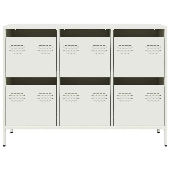 vidaXL Komoda biela 101,5x39x73,5 cm oceľ valcovaná za studena – Obrázok 5