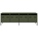 vidaXL TV skrinka olivovozelená 135x39x43,5 cm oceľ – Obrázok 4