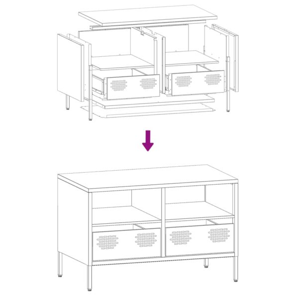 vidaXL TV skrinka olivovozelená 68x39x43,5cm oceľ valcovaná za studena – Obrázok 10