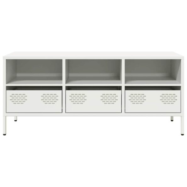 vidaXL TV skrinka biela 101,5x39x43,5 cm oceľ valcovaná za studena – Obrázok 4