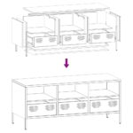 vidaXL TV skrinka biela 101,5x39x43,5 cm oceľ valcovaná za studena – Obrázok 10