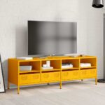 vidaXL TV skrinka horčicovožltá 135x39x43,5 cm oceľ – Obrázok 3