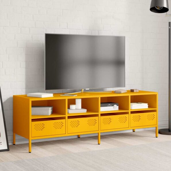 VXL8721102930881_g_en_hd_1.jpg vidaXL TV skrinka horčicovožltá 135x39x43,5 cm oceľ – Obrázok 3