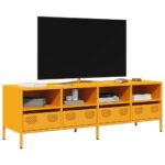 vidaXL TV skrinka horčicovožltá 135x39x43,5 cm oceľ
