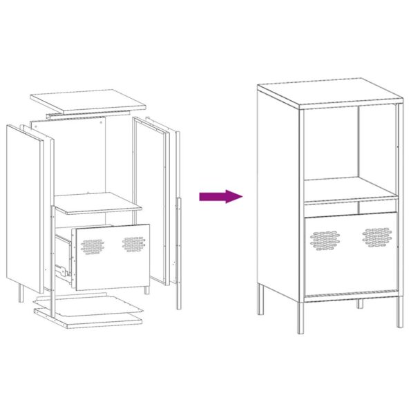 vidaXL Komoda ružová 35x39x73,5 cm oceľ valcovaná za studena – Obrázok 11
