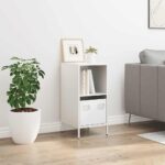 vidaXL Komoda biela 35x39x73,5 cm oceľ valcovaná za studena – Obrázok 3