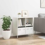 vidaXL Komoda biela 68x39x73,5 cm oceľ valcovaná za studena – Obrázok 3