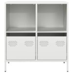 vidaXL Komoda biela 68x39x73,5 cm oceľ valcovaná za studena – Obrázok 4