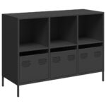 vidaXL Komoda čierna 101,5x39x73,5 cm oceľ valcovaná za studena – Obrázok 2