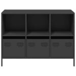 vidaXL Komoda čierna 101,5x39x73,5 cm oceľ valcovaná za studena – Obrázok 5