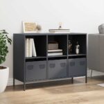 vidaXL Komoda antracitová 101,5x39x73,5 cm oceľ valcovaná za studena – Obrázok 3