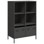 vidaXL Vysoká skrinka čierna 68x39x103,5 cm oceľ – Obrázok 2