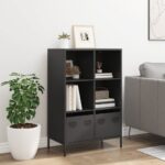 vidaXL Vysoká skrinka čierna 68x39x103,5 cm oceľ – Obrázok 3