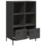 vidaXL Vysoká skrinka čierna 68x39x103,5 cm oceľ – Obrázok 4