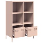 vidaXL Vysoká skrinka ružová 68x39x103,5 oceľ – Obrázok 4