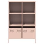 vidaXL Vysoká skrinka ružová 68x39x103,5 oceľ – Obrázok 5