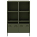 vidaXL Vysoká skrinka olivovozelená 68x39x103,5 cm oceľ – Obrázok 5
