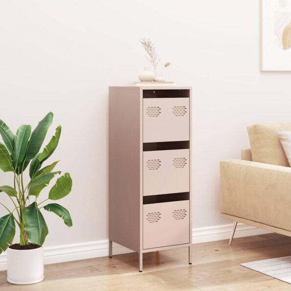 vidaXL Vysoká skrinka ružová 39x35x103,5 cm oceľová – Obrázok 3