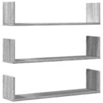 vidaXL Nástenné police 3 ks, sivá sonoma 80x18x18 cm, kompozitné drevo – Obrázok 2