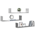 vidaXL Nástenné police 3 ks, sivá sonoma 80x18x18 cm, kompozitné drevo – Obrázok 3