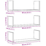vidaXL Nástenné police 3 ks, sivá sonoma 80x18x18 cm, kompozitné drevo – Obrázok 10