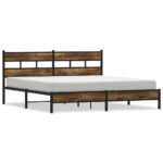 vidaXL Kovový posteľný rám bez matraca dymový dub 180x200 cm – Obrázok 2