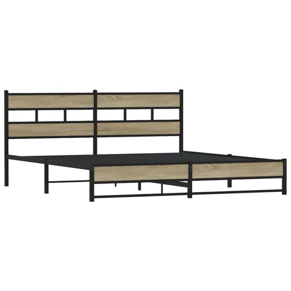 vidaXL Kovový posteľný rám bez matraca dub sonoma 180x200 cm – Obrázok 3