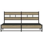 vidaXL Kovový posteľný rám bez matraca dub sonoma 180x200 cm – Obrázok 4
