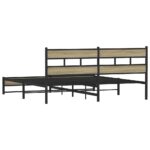 vidaXL Kovový posteľný rám bez matraca dub sonoma 180x200 cm – Obrázok 6