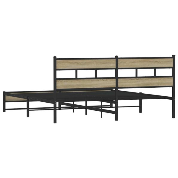 vidaXL Kovový posteľný rám bez matraca dub sonoma 180x200 cm – Obrázok 6
