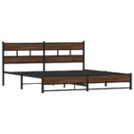 vidaXL Kovový posteľný rám bez matraca hnedý dub 183x200 cm – Obrázok 3