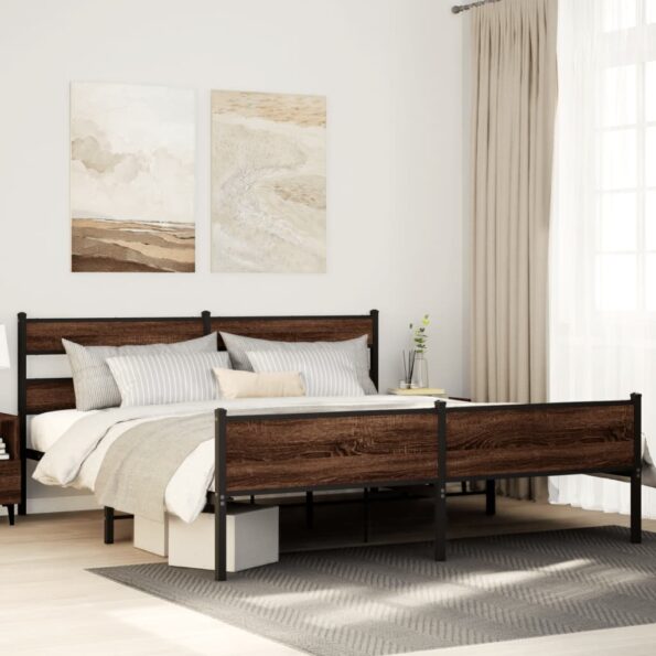 VXL8721158368027_m_en_hd_1.jpg vidaXL Kovový posteľný rám bez matraca hnedý dub 193x200 cm – Obrázok 1