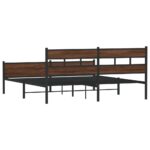 vidaXL Kovový posteľný rám bez matraca hnedý dub 200x200 cm – Obrázok 6
