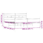 vidaXL Kovový posteľný rám bez matraca hnedý dub 200x200 cm – Obrázok 9